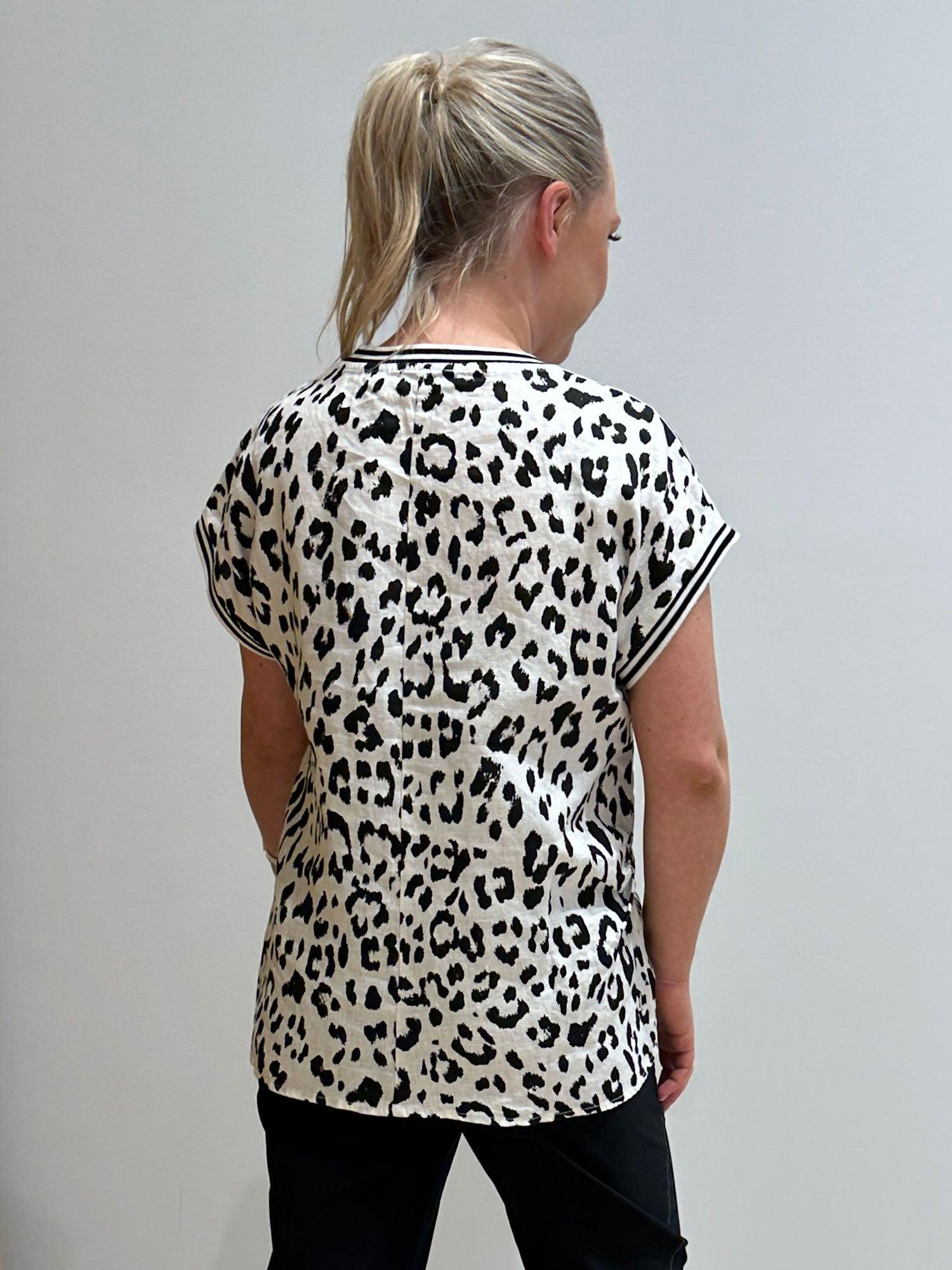 Animal Print Linen Top - Animal