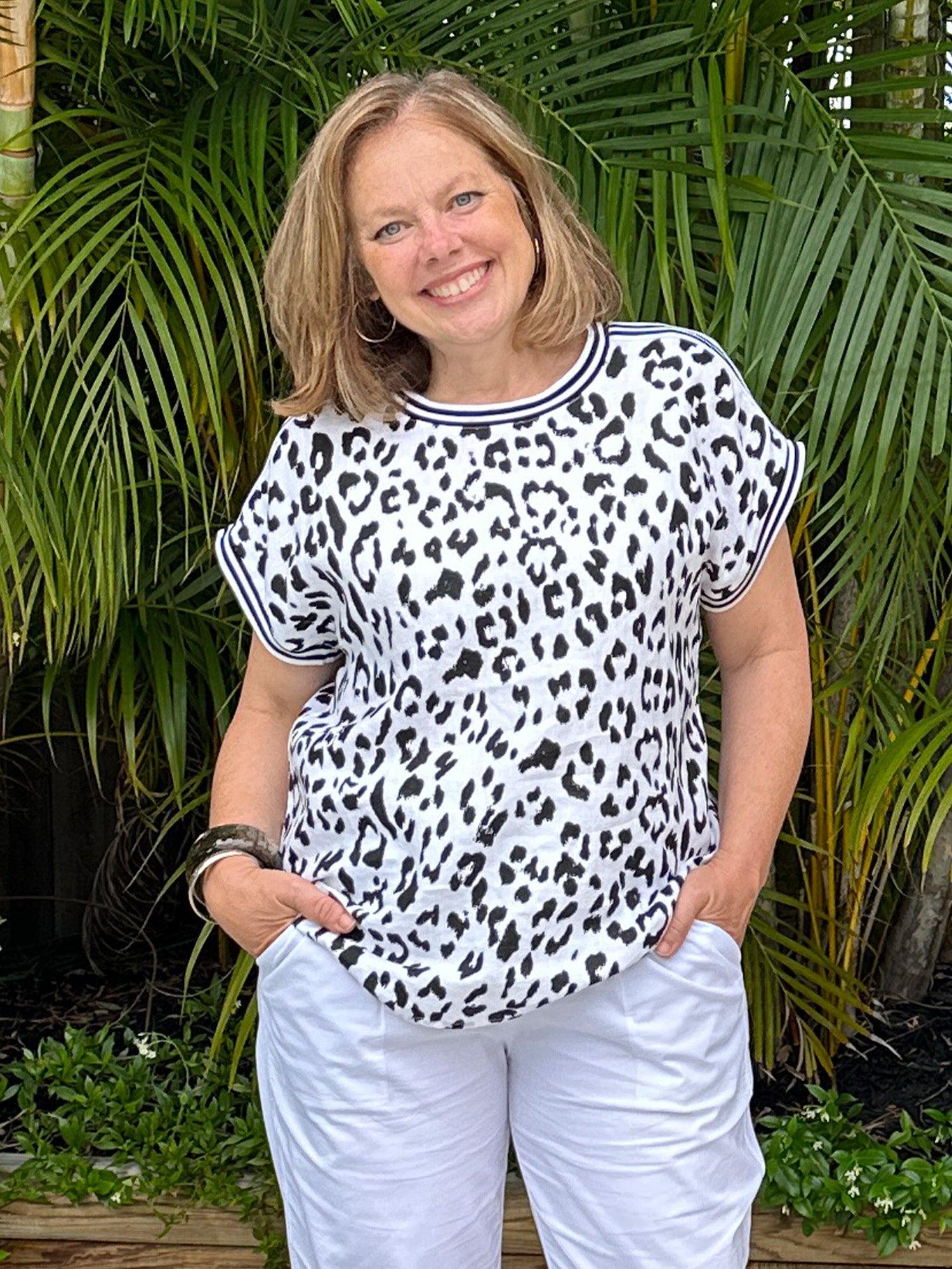 Animal Print Linen Top - Animal