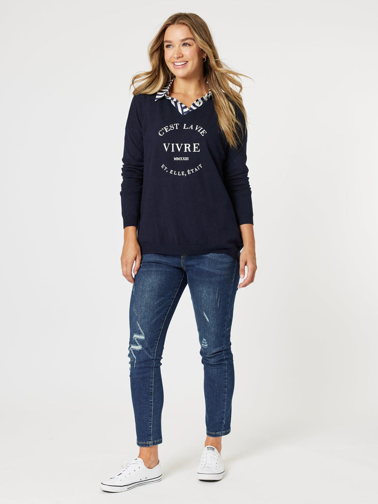 LA Stretch Pull On Jean - Dark Denim