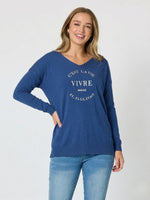 C'est La Vie Knit Sweat- Indigo