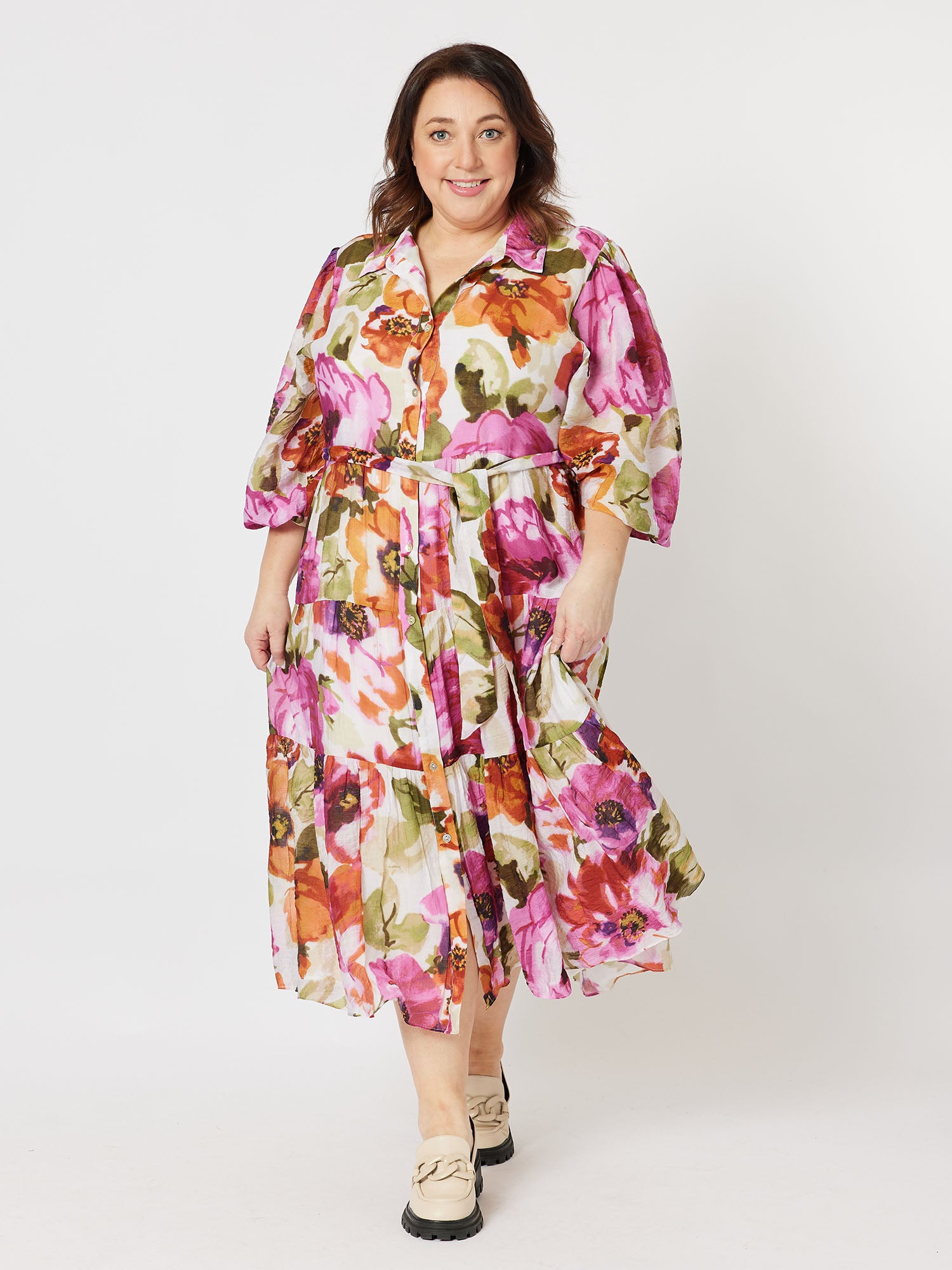 Maui Floral Print Dress - Berry
