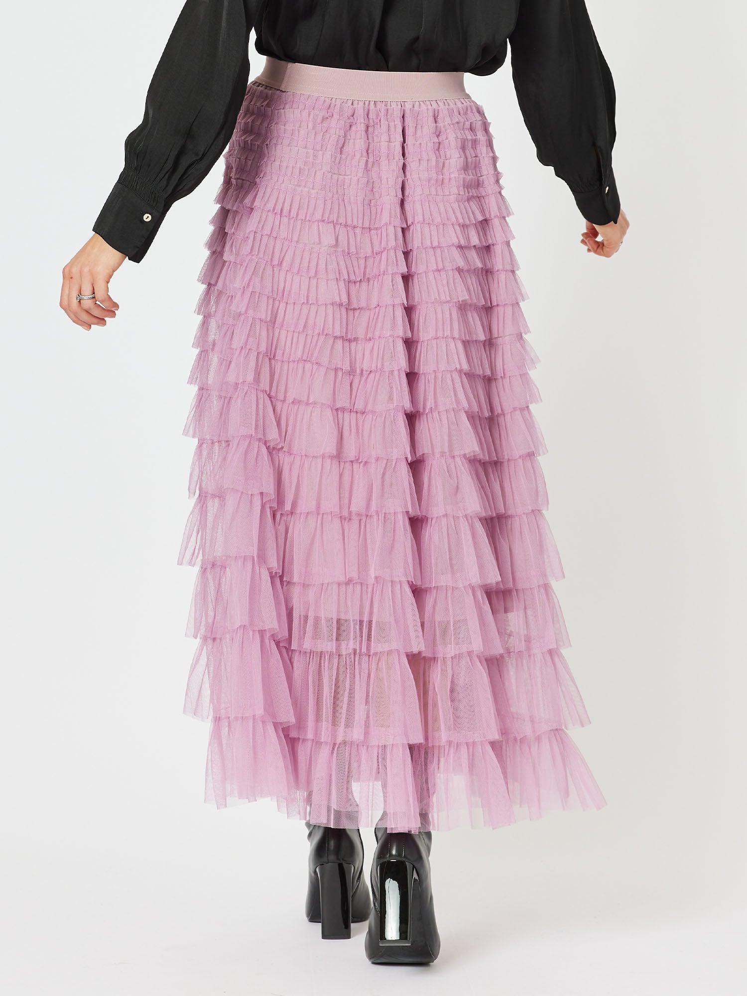 Carrie Tulle Layered Skirt - Grape
