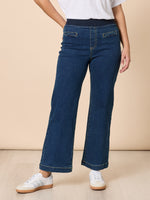 Maddy Pull On Wide Leg Denim Jean - Dark Denim