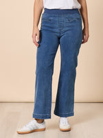 Maddy Pull On Wide Leg Denim Jean - Denim