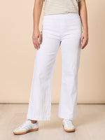 Maddy Pull On Wide Leg Denim Jean - White