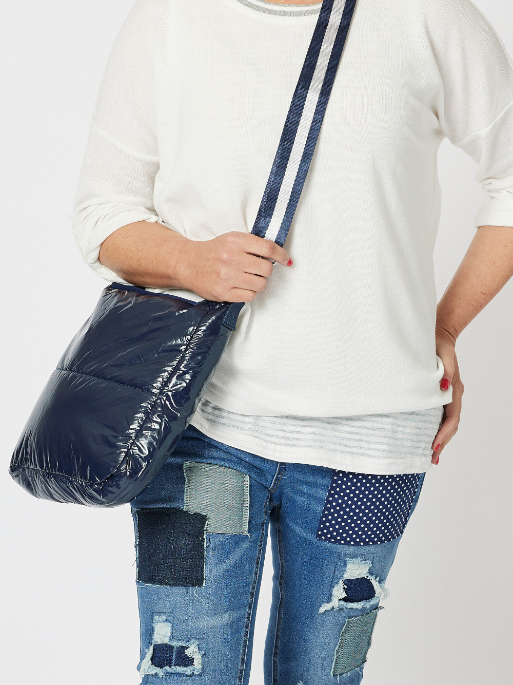 Shiny Quilted Bag - Navy
