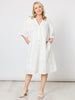 Emanuella Embroidered Button Dress - White