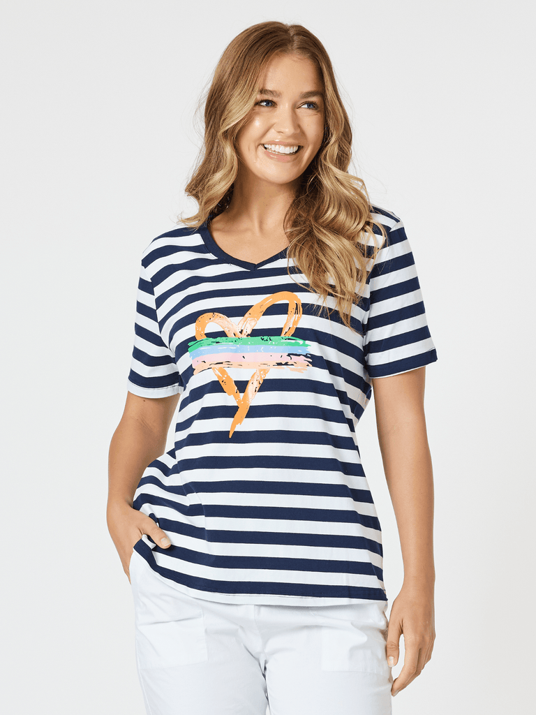 Heart Stripe T-shirt - Orange
