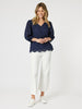 Jasmine Floral Lace Blouse - Navy