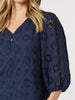 Jasmine Floral Lace Blouse - Navy