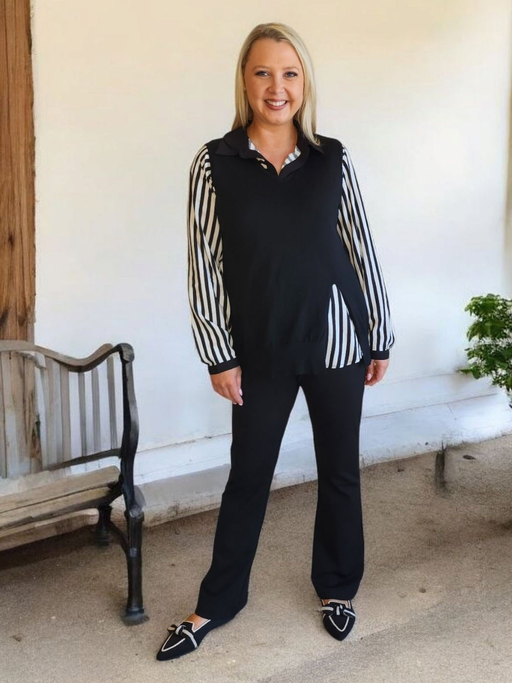 Vicky Side Split Knit Vest - Black – RC & Co