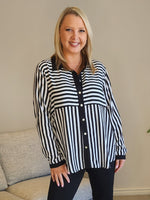 Emmie Stripe Print Shirt - Black/White