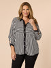 Emmie Stripe Print Shirt - Black/White
