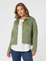 Retro Denim Jacket - Washed Khaki