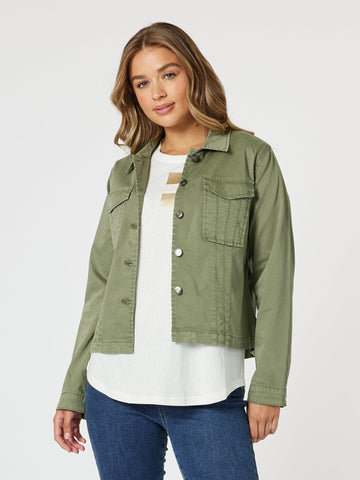 Retro Denim Jacket - Washed Khaki