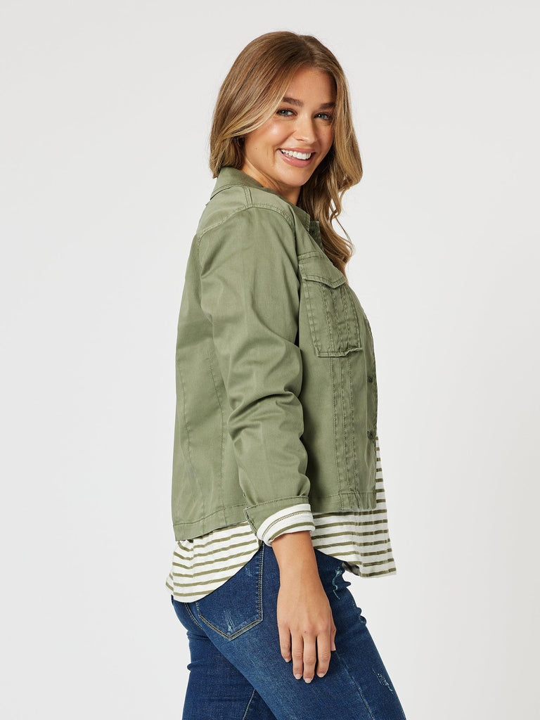 Retro Denim Jacket - Washed Khaki