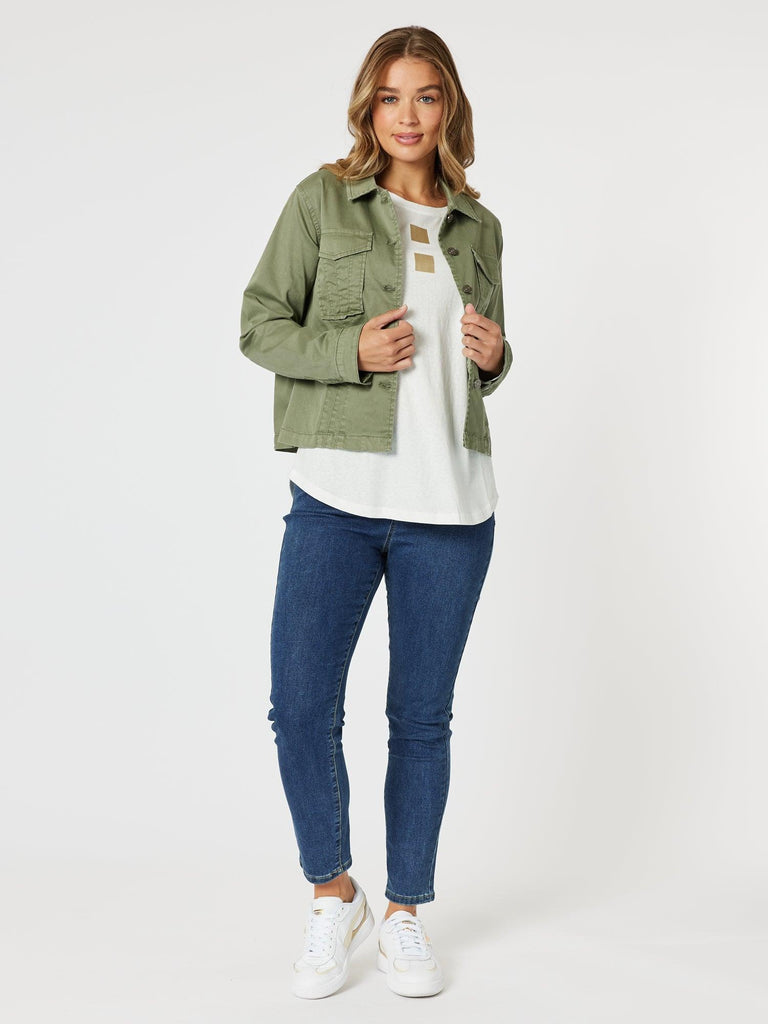 Retro Denim Jacket - Washed Khaki