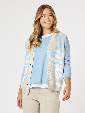 Pasadena Floral Cardigan - Blue/Natural