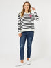 Love Me Heart Stripe Print Knit Top - Navy/White