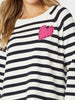 Love Me Heart Stripe Print Knit Top - Navy/White