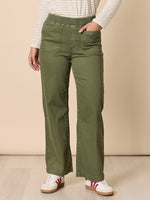 Carpenter Stretch Wide Leg Pull On Denim Jean - Khaki