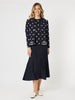 Ascot Spot Knit Cardigan - Navy/White