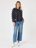 Ascot Spot Knit Cardigan - Navy/White