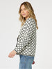 Clover Print Knit Cardigan - Ivory/Black