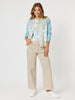 Pasadena Floral Print Knit Vest - Blue/Natural