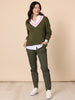 Princeton V Neck Knit Jumper - Khaki rc&co