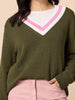 Princeton V Neck Knit Jumper - Khaki rc&co