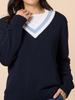 Princeton V Neck Knit Jumper - Navy rc&co