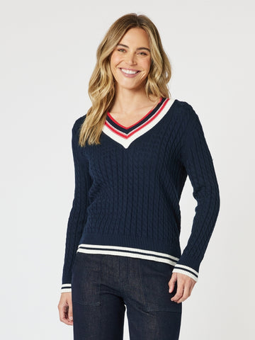 Oxford Cable Knit Jumper - Navy