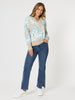 Pasadena Floral Print V Neck Knit - Blue/Natural