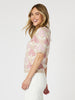 Nikki Floral Print Knit Top - Caramel