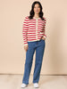 Cape Town Stripe Print Cardigan - Red Ivory rc&co
