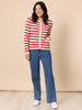Cape Town Stripe Print Cardigan - Red Ivory rc&co