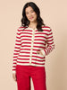 Cape Town Stripe Print Cardigan - Red Ivory rc&co