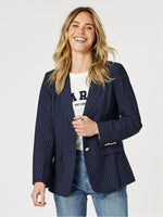 Beckham Pinstripe Blazer - Navy/White