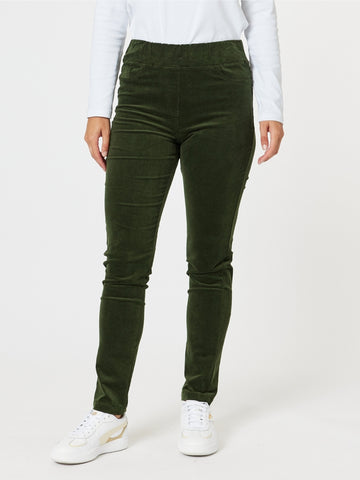 Harper Slim Leg Cord Pant - Khaki