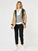 Crew Zip Stripe Print Sweatshirt - Ivory/Black