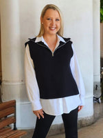 Tribeca Side Button Knit Vest - Black