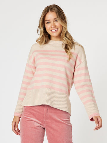 Tempo Stripe Print Knit - Blush/Natural