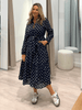 Sorrento Spot Print Button Dress - Navy/White