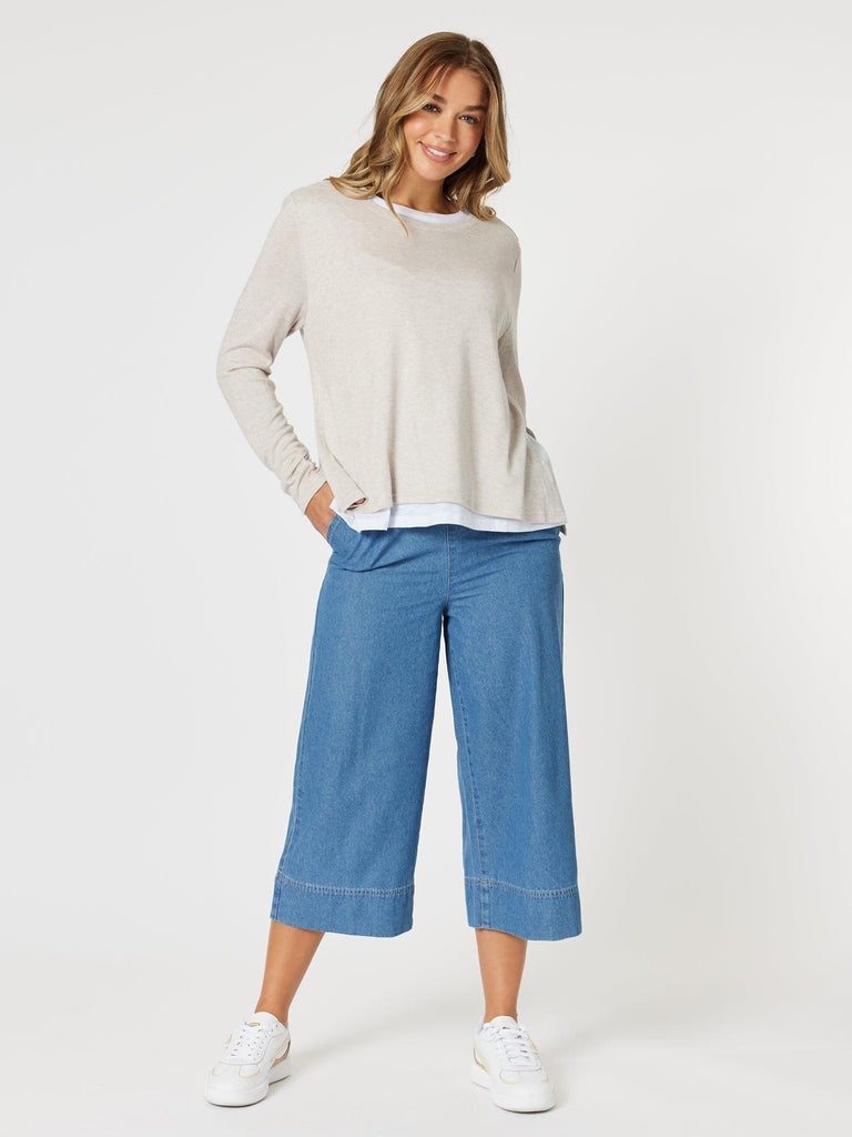 Alice 2 in 1 Knit Top - Stone