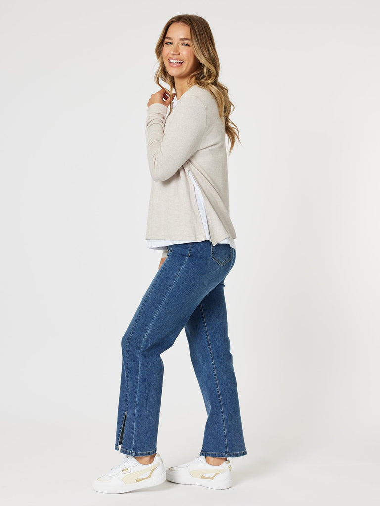 Alice 2 in 1 Knit Top - Stone