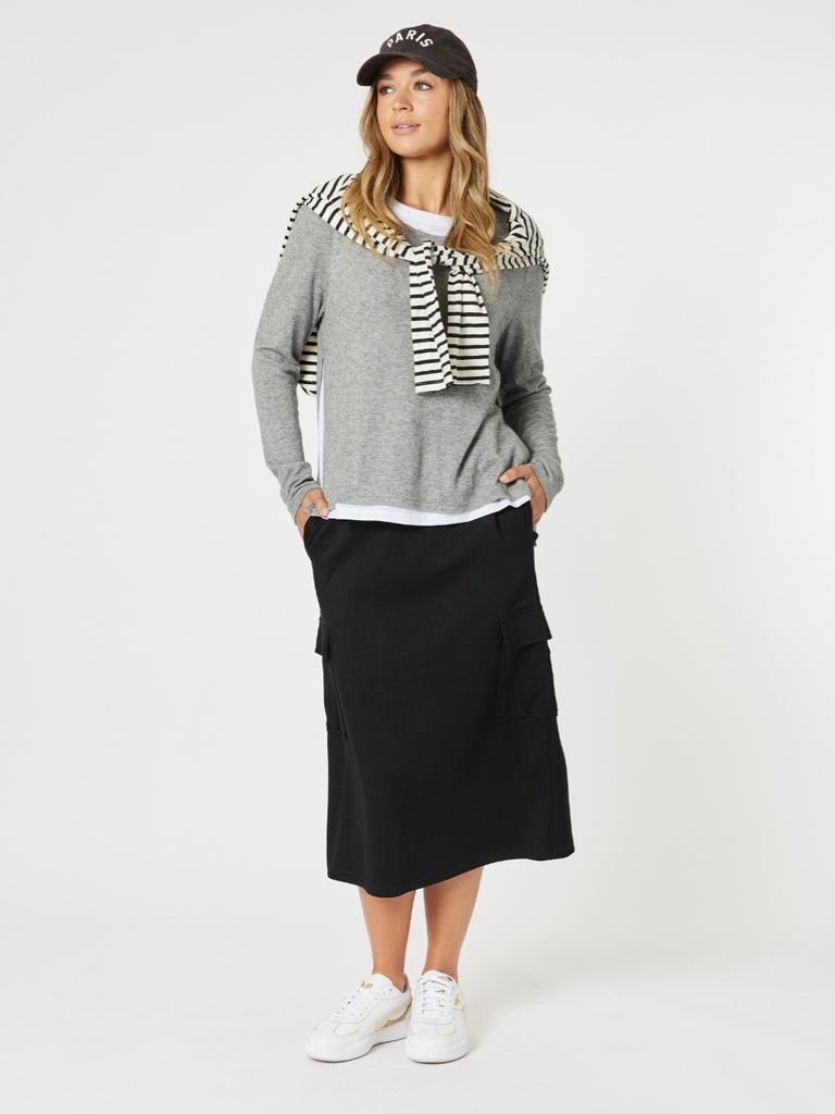 Alice 2 in 1 Knit Top - Charcoal