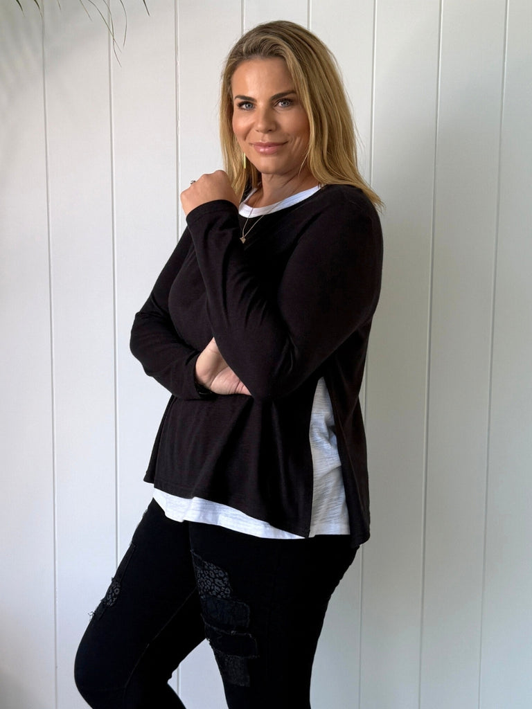 Alice 2 in 1 Knit Top - Black