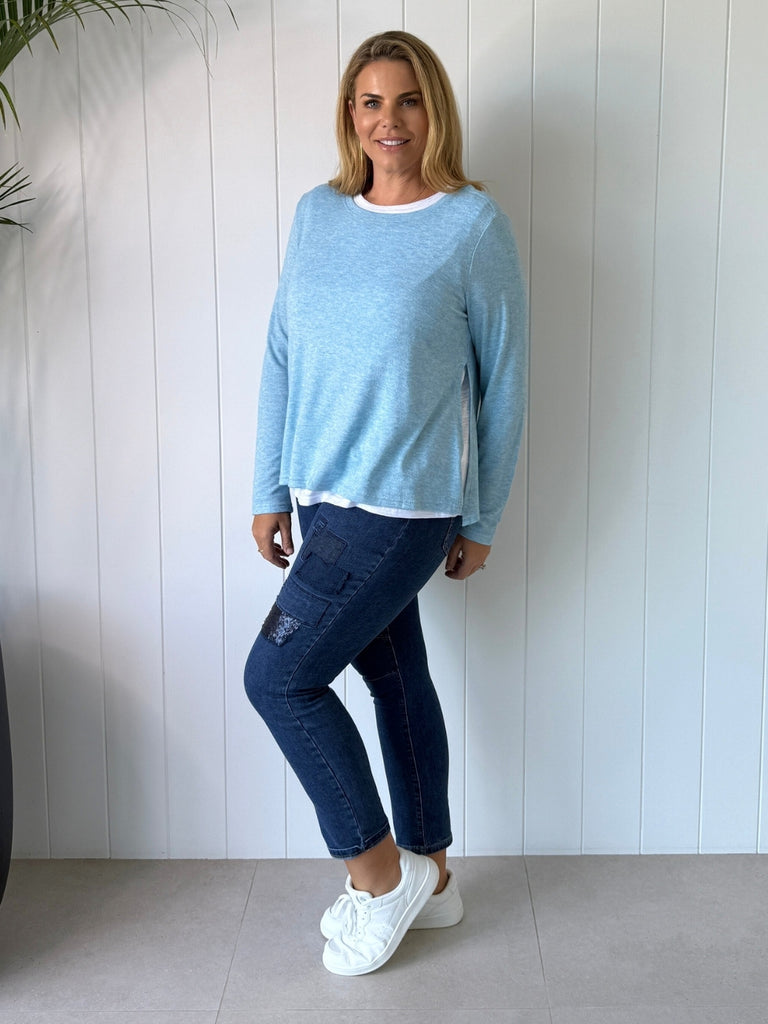 Alice 2 in 1 Knit Top - Blue