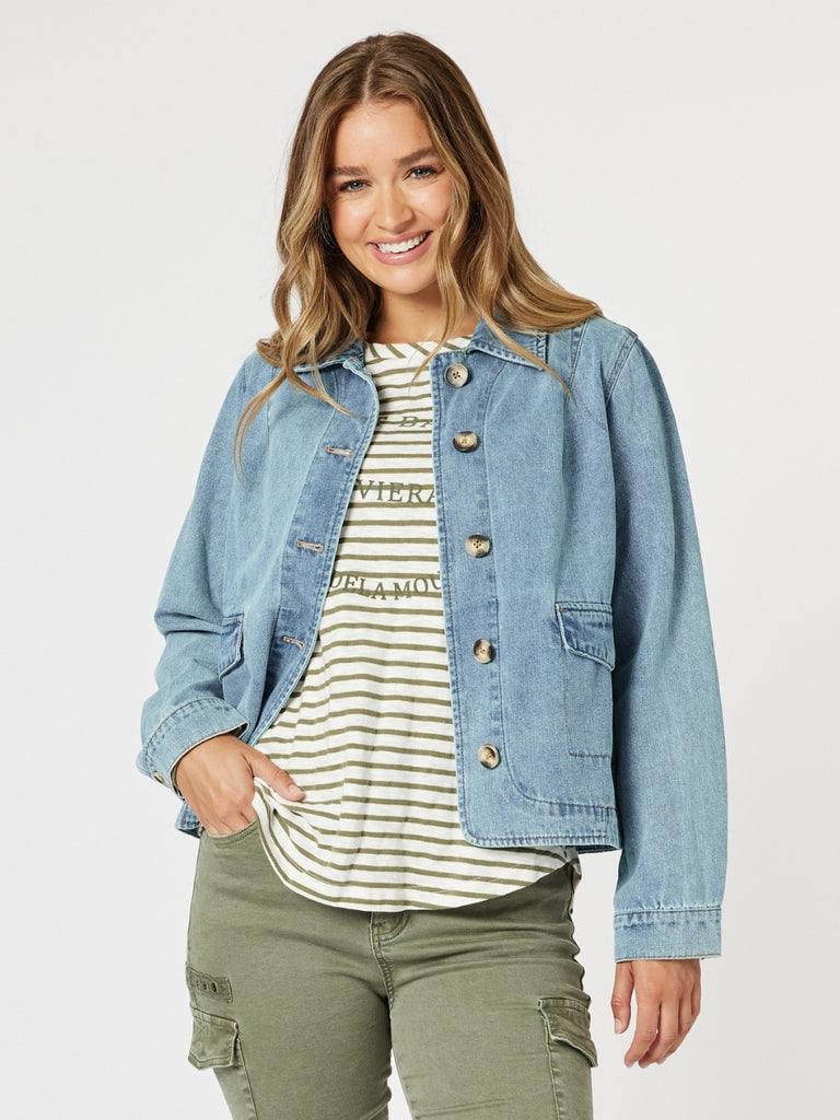 Boyfriend Denim Jacket - Washed Denim